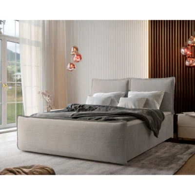 MASSENO Boxspringbett MONTA in Beige, Liegefläche 140x200 cm – mit Bettkasten